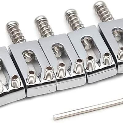 Guitar Bridge Saddle with Spring Screws Wrench Tremolo for Fender Strat Stratocaster Tele Telecaster Electric Guitar Replacement Parts Accessories 6Pcs Bridge Saddles(Chrome) image 1