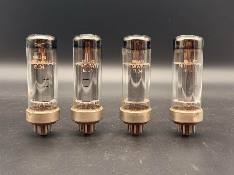 Philips Miniwatt EL34 METAL BASE Tubes Quartet Tested Metrix U61B 89,5% MATCHED image 1