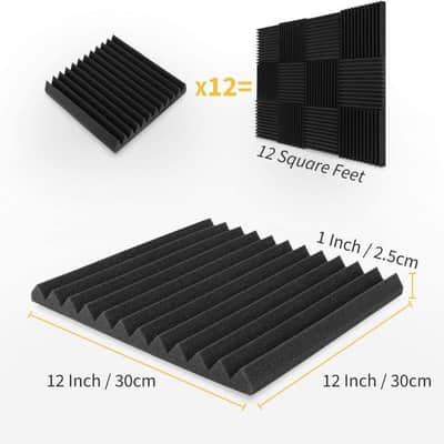 50 x Mega PACK -  Acoustic Foam Panels Wedges Soundproofing Noise Cancelling Foam 1’’ x 12’’ x 12" image 2