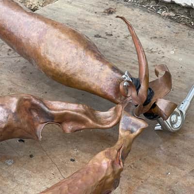 3 Custom Hammered Raw Copper Cowbells 14"-16" FX Chimes image 5