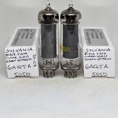 Sylvania 6AQ5A Black Plate Perfectly Matched Pair NOS 6AQ5 EL90