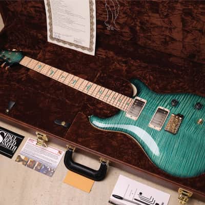 PRS 2016 Private Stock Custom 24 in Bahama Blue Smoked Burst w/Curly Maple Top, Swamp Ash Back & Backplates, Curly Maple Fretboard, Curly Maple Neck, Phase III Locking Tuners w/Curly Maple Buttons & Stained Curly Maple w/Paua Outline Inlays image 6