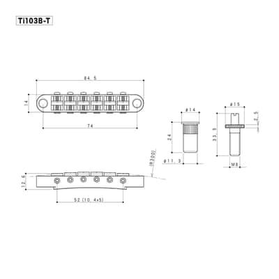 NEW Gotoh Ti103B-T Nashville Tune-o-matic Bridge M8 Stud Titanium Saddles NICKEL image 2