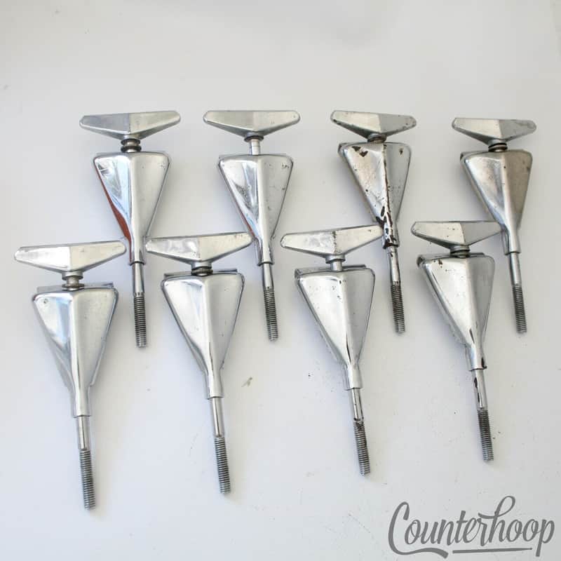 *Pearl 8x Bass Drum Tension T-Rods+Claws Vintage 70s Chrome 4 1/8" Metric Japan* image 1
