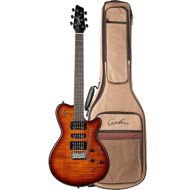 Godin (028672) xtSA Light Burst Flame Electric Guitar with Gig Bag (Open Box) image 1