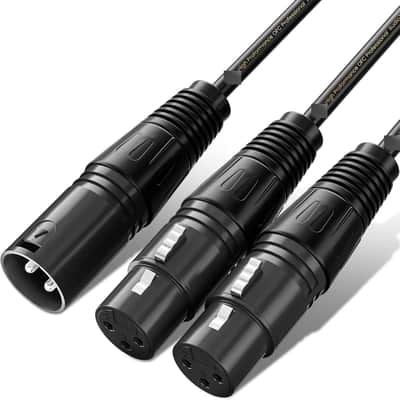 XLR Y-Splitter Cable, Dual Female XLR to Male Mic Combiner Y Cord Balanced Microphone Adapter Patch Cable (3 Pin 2 Female to 1 Male)-1.5 Feet image 3