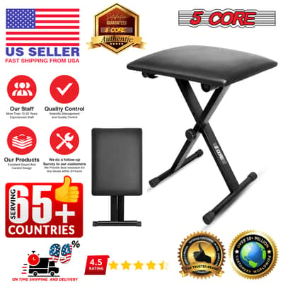 5 Core Keyboard Bench 2 Inch Padded Cushioned Piano Stool Height Adjustable 19" Guitar Seat Portable image 9