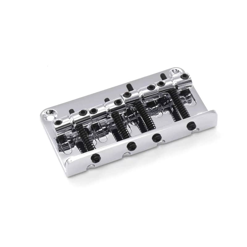 AxLabs Vintage Style Bass Bridge - 4-Screw, 4-String, String-Through-Top - BURNT CHROME image 1