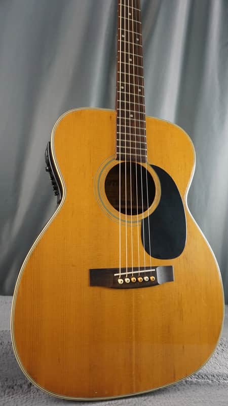 Morris F-15 OM Japan Acoustic Guitar w/ Built-In Electronics & Hard Case image 1