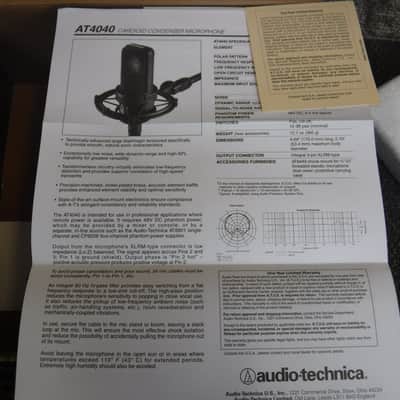Audio-Technica AT4040 Large Diaphragm Cardioid Condenser Microphone 2010s - Black image 6