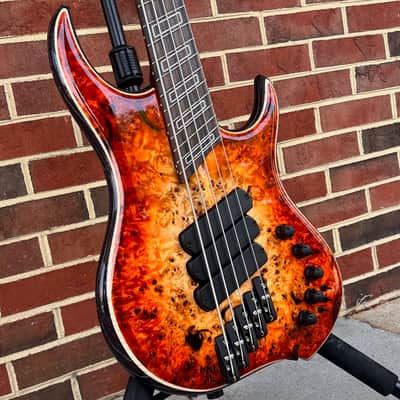 Dingwall Z3 5-String, Custom Color - Explosion Burst, Poplar Burl Top, Maple Contrast Layer, Dual Density Swamp Ash Body - Black Ceruse, Wenge Neck, Macassar Ebony Fretboard, Ghost Block Inlays, Luminlay Side Dots, Darkglass Tone Capsule w/ Toggles image 3