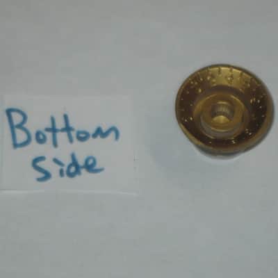 ONE very lite use genuine Gibson TONE (small print) knob from PRMK-030 set (only ONE TONE knob for sale / the other three knobs NOT included)  late 2000s or early 2010s - Knob is Gold with White Numbers & White Dashes (Gold Reflector w/ Small Black Print) image 20