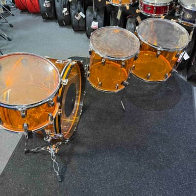 Vintage Ludwig Amber Vistalite 4-Piece Zep Bonham 14/16/18/26 Drum Kit Set image 11