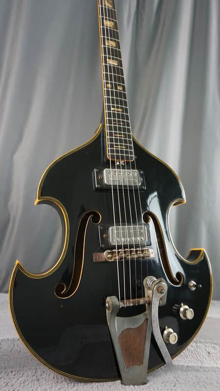 Firstman Liverpool Violin Guitar - Black - Hollow Body Japan image 1