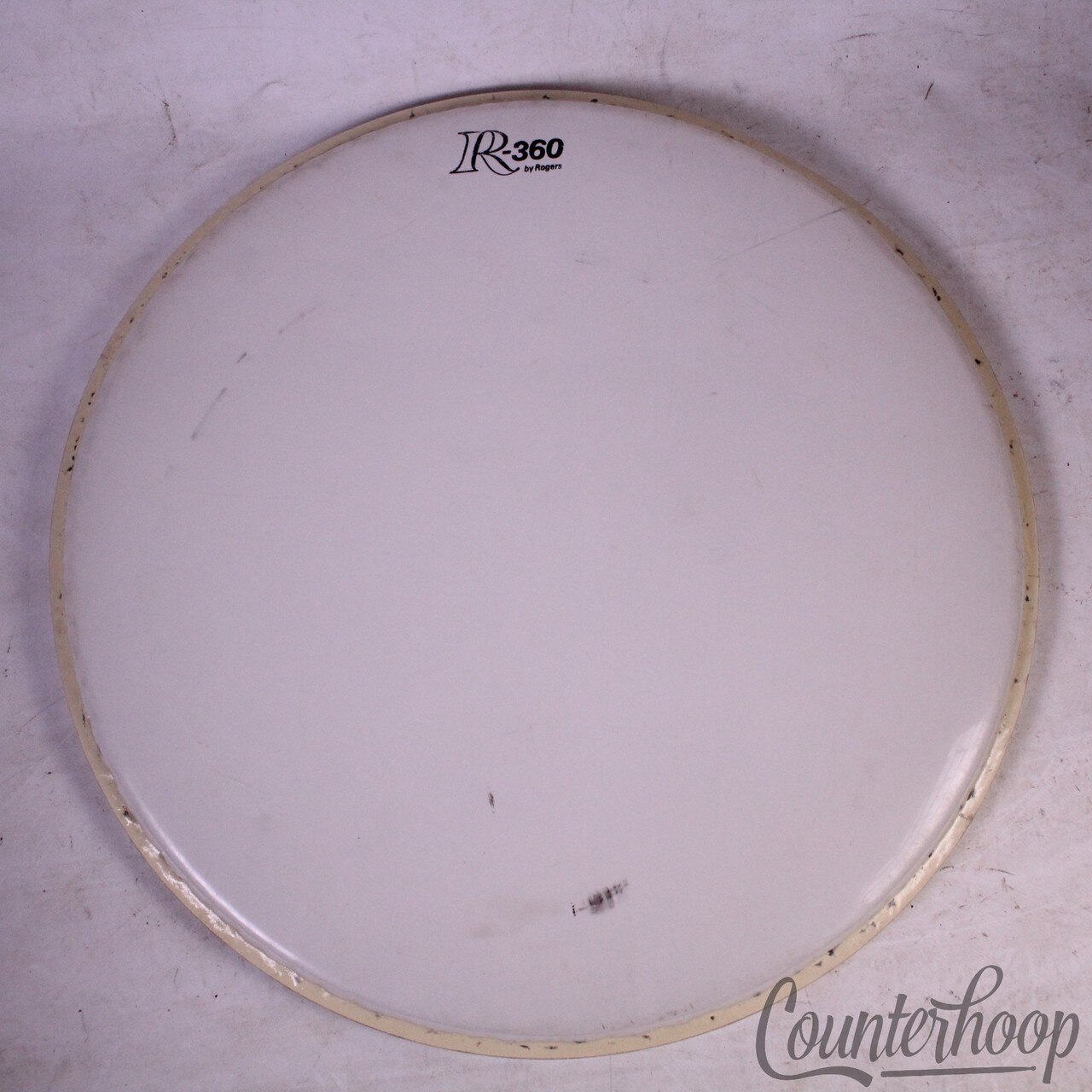 Rogers 18" R360 Bass Drum Batter/Resonant Head Opaque White Bop USA Vintage 60s — main photograph