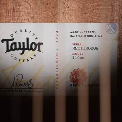 Taylor 114ce Left-Handed Grand Auditorium Acoustic/Electric Guitar with Gig Bag image 17