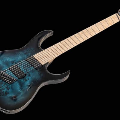 Mayones Duvell 7 Elite VF Custom Eye Poplar - Trans Teal Burst Gloss image 2