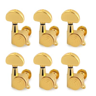 Locking Guitar String Tuning Pegs Sealed Machine Heads Tuners Tuning Keys 6 In Line for Right Handed Electric Guitar or Acoustic Guitar Half Round Head Gold. image 1