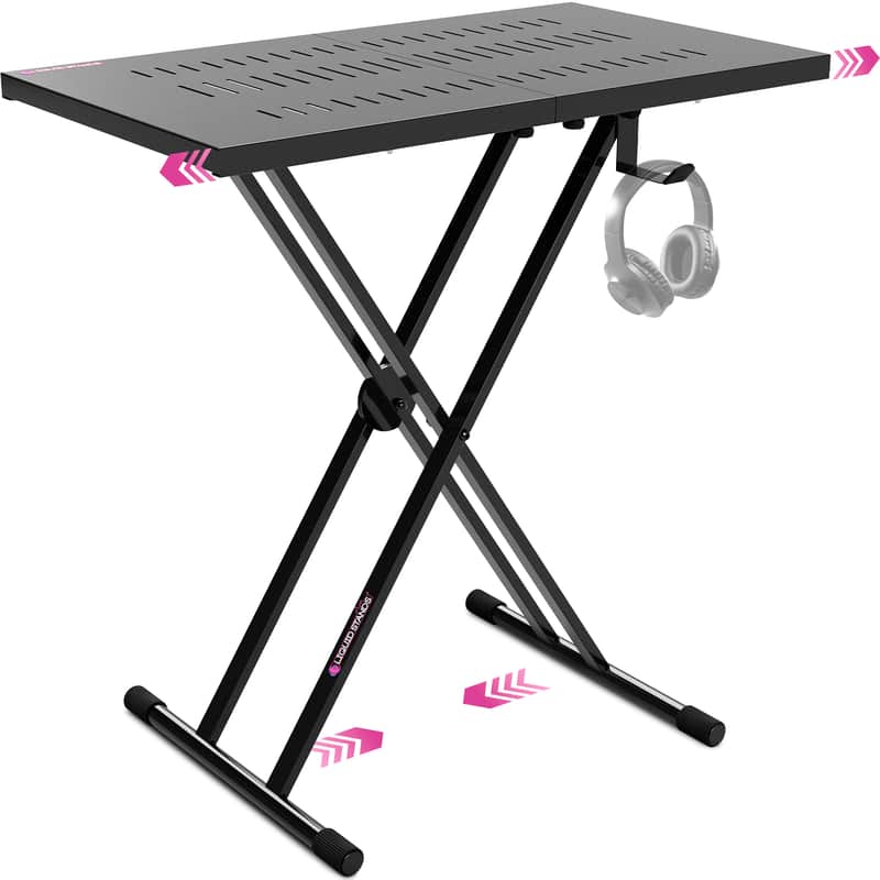 Liquid Stands Expandable X Style Keyboard Stand & DJ Table Stand Portable Audio Mixer Stand image 1