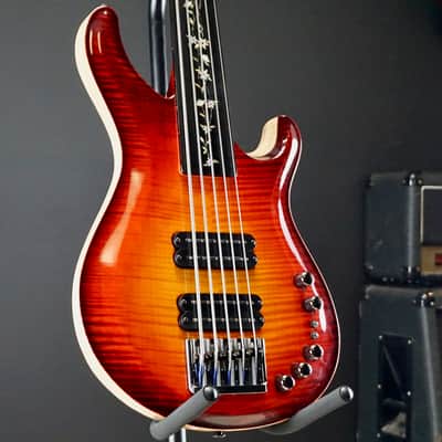 PRS NOS 2017 Namm Show Private Stock Gary Grainger 5 String Fretless Bass Dragons Breath Glow image 1