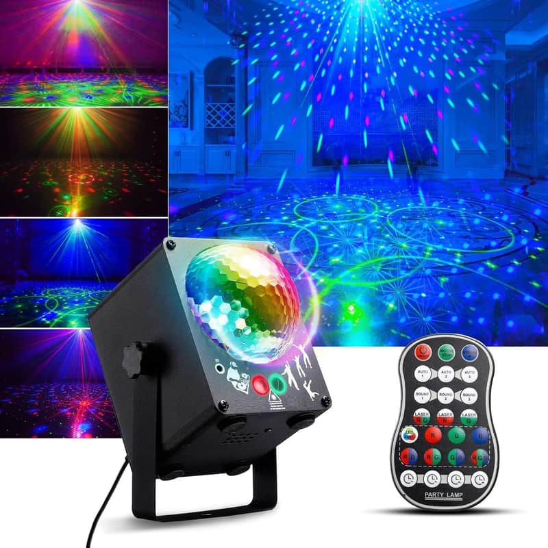 Party Dj Disco Stage Light, Sound Activated Strobe Stage Lights, LED RGB Rave Flashing Lights with Remote Control image 1
