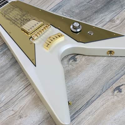 Rare! Dunable Asteroid Flying V  Limited 1 of a kind Psycho Guitar Las Vegas 2018 White (2274) image 5