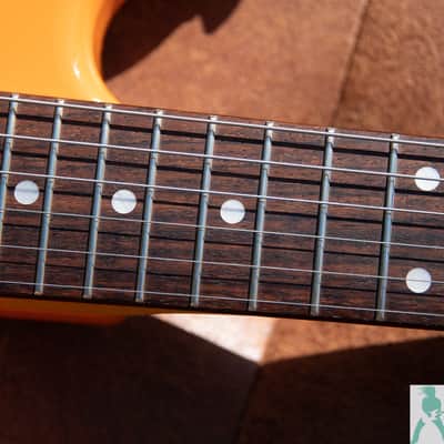 Fender MG-73 - 70's Mustang with Racing Stripe Reissue - Capri Orange with Matching Headstock & Racing Stripes - Pro Set Up w Perfect Frets/Action/Intonation! image 16