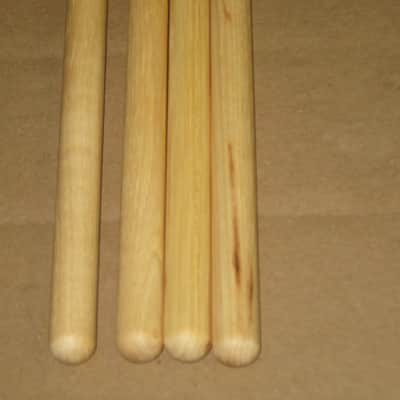 TWO new pairs (no packaging) near A+ Musician's Gear Hickory Drumsticks similar in size & head to Promark Finesse 718: small round tip, Length: 16 1/4" / 412.8mm, Diameter: .551" / 14mm, satin finish (plain, meaning NO graphics / NO paper sleeve) image 23