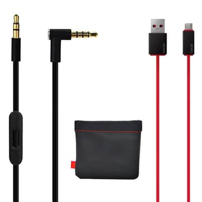 Original Replacement AUX Audio Cable Cord for Beats by Dre Headphones Solo/Studio/Pro/Wireless/Mixr with MIC Black+Replacement Charger Cable for Beats by Dr Dre and Pill image 1