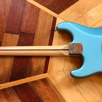 2001 Fender USA Lone Star American HSS Stratocaster Electric Guitar Teal Green Metallic Fender Padded case image 20