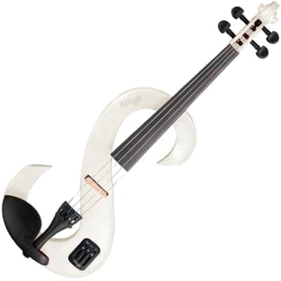 Stagg EVN-4/4-WH Silent Violin Set w/ Case, Headphones | Reverb