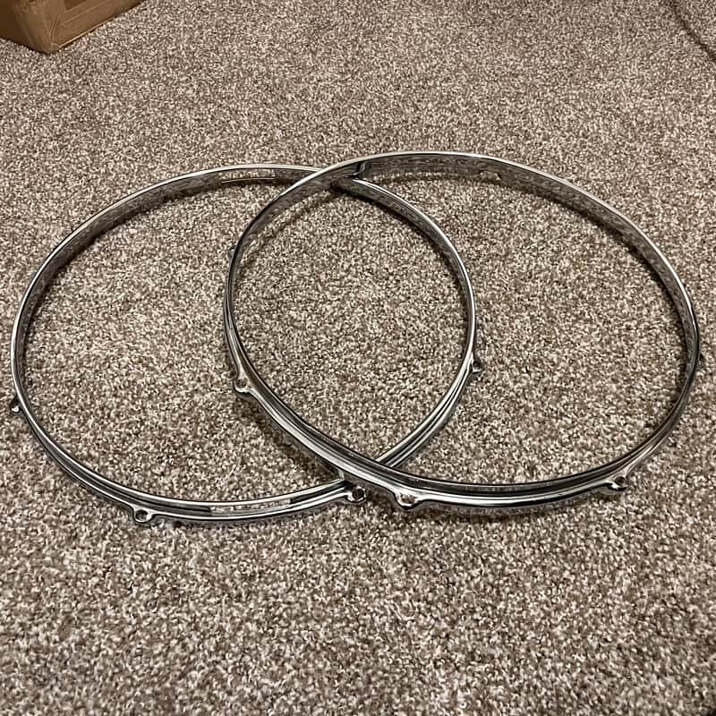 Ludwig 14"x8-lug 1.6mm Triple Flanged Snare Hoops Acrolite 1970s-1990s - Chrome image 1