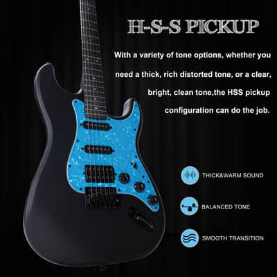 WINZZ EGS112H-BKM 39-inch ST Solid Poplar Wood Electric Guitar Kit HSS Pickup image 4