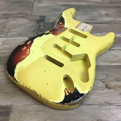 Made to Order - FRANCHIN Mercury guitar body Relic Aged 100% Nitro Lacquer COLOR OVER COLOR (Sunburst/ Black/ White/ Blue/ Green/ Yellow/ Red/ Pink/ Burgundy/ Purple/ Gold/ Silver, etc.) Basswood Poplar Stratocaster-Strat-S-Style Made in Italy image 4