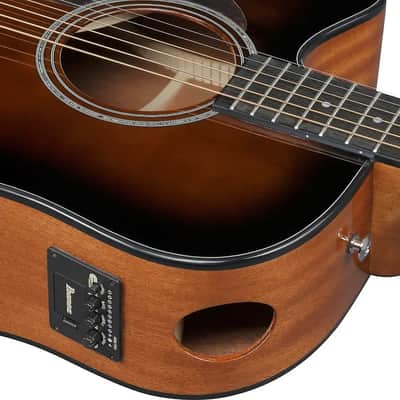 Ibanez AAD51LCE Left-Handed Dreadnought Acoustic-Electric Guitar, Solid Spruce Top, Dark Violin Sunburst image 4