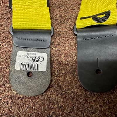 Police Line DO NOT CROSS guitar strap - Yellow Nylon - Leather ends -Made in USA Fort Bryan? image 5