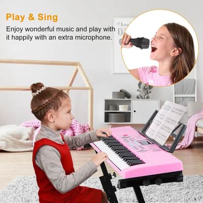 Cxxss 61 Keys Digital Music Electronic Keyboard Electric Musical Piano Instrument Kids Learning Keyboard w/ Stand Microphone-Black image 13