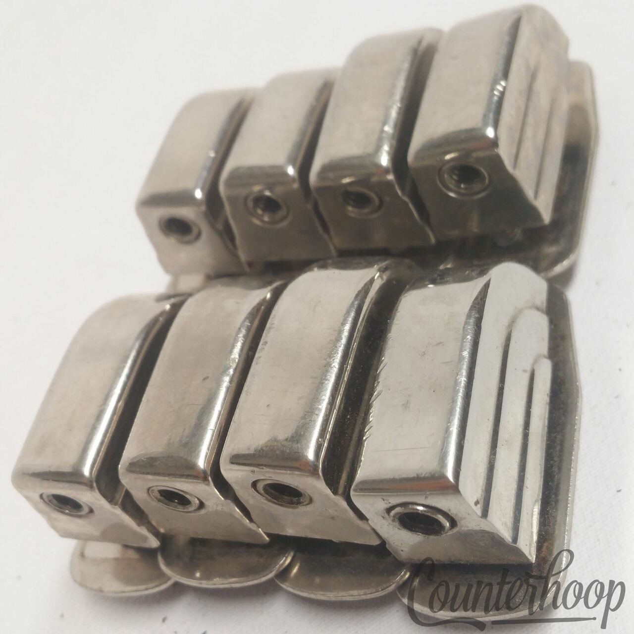 Leedy&Ludwig 8x Beavertail Tom/Snare Drum Lugs Nickel 40s-50s USA Metal Washer* — main photograph