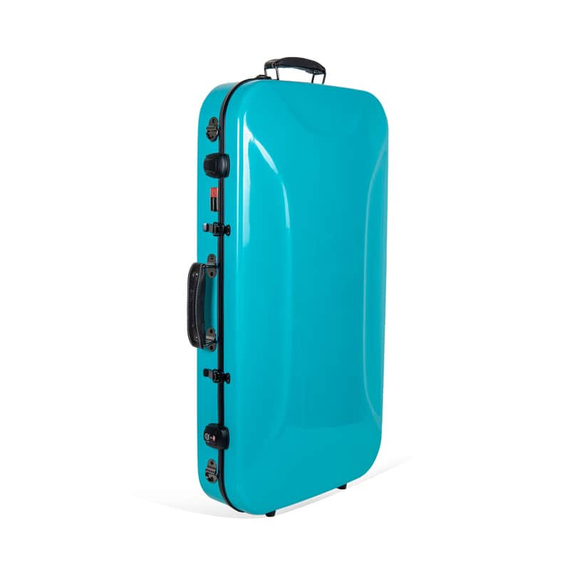 Crossrock Fiberglass Mandolin Violin Double Case-Fits A/F Style Mandolin and 4/4 Violin -Includes TSA lock, Protective Blanket, Hygrometer, Removable Shoulder Straps-Mint Blue image 1