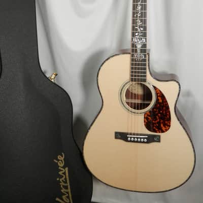 Larrivee Custom LV-10E Madagascar Rosewood Back & Sides, Moon Spruce Top, Dragon ,Vine-Vase Cutaway image 1