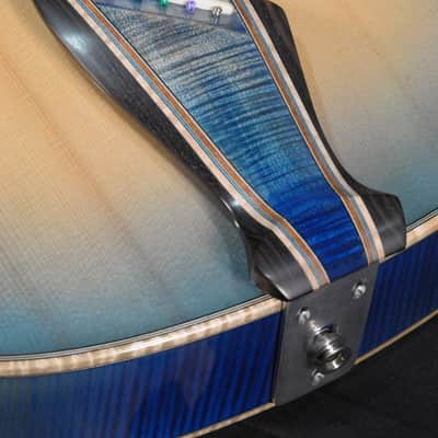 2015 Mirabella Oval Hole Archtop Blue Sunburst with Side Trapdoors image 12