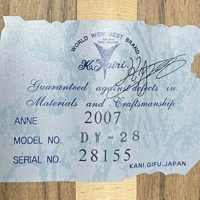 2007 Yairi DY-28 All Solid Guitar Natural+Deluxe Yairi hard case, Warranty Card and more image 22