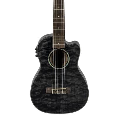 Lanikai Quilted Maple Black Stain Guitelele A/E Ukulele with Foam Case (QM-BKCEG) image 1