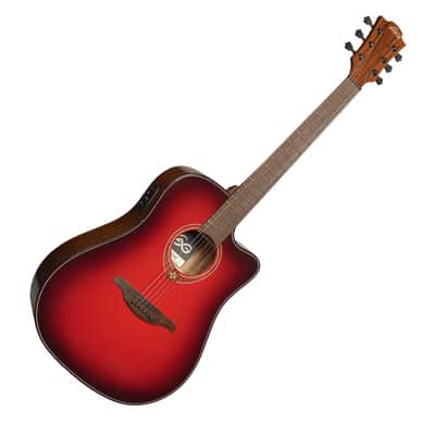 Lag T-RED-DCE Tramontane Limited Edition Dreadnought Cutaway Solid Red Cedar Top Mahogany Neck 6-String Electric-Acoustic Guitar image 4