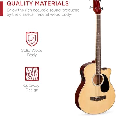 Full Size 4 String Acoustic Electric Bass Guitar Fretted Bass Guitar image 3