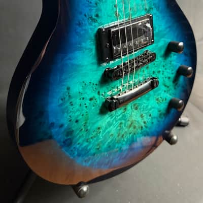 Schecter Solo-II Standard Electric Guitar Ocean Blue Burst Burl Finish image 6