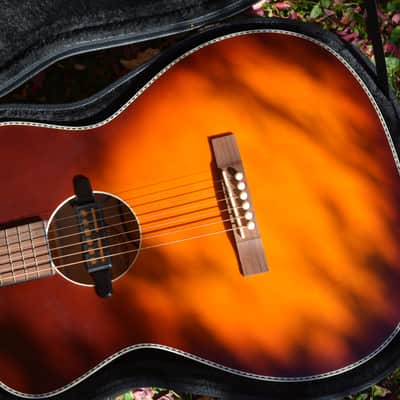 2021 Recording King Dirty 30s 7, w/a Toba 000 body in Sunburst w/ Gold Foil Soundhole Pickup, w/New set-up, & New Black Hardshell Case ~ Mint ! image 13