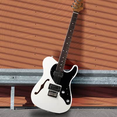 Eart Guitars, E-TT72, Semi Hollow Body Electric Guitars Humbucker Pickups Fixed Bridge LP3, White image 6