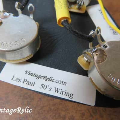 Wiring Kit Mallory MUSTARD .022uF Caps CTS 550k LONG shaft pots for Gibson Les Paul Std image 5