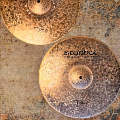 RARE Dark Raw Unlathed ISTANBUL Mehmet TURK 15” Hihats 1196 1438 g PERFECT! Deep Organic! image 4